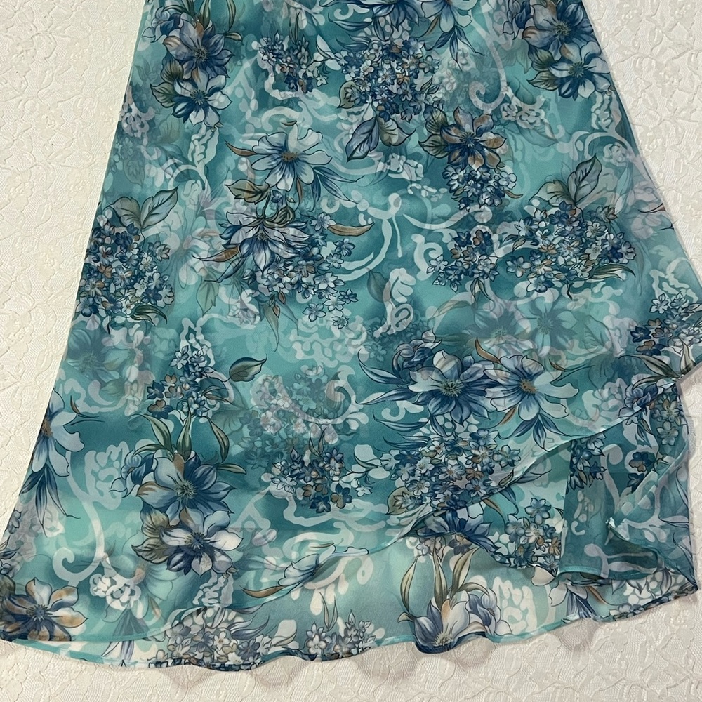 Notations Teal and Blue Floral skirt